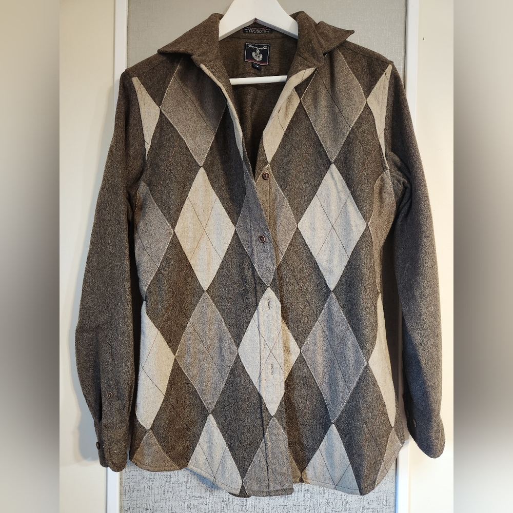 Facconable Wool Argyle Shirt sz XS